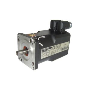 This 6SM37M-6000 brushless servo motor is a 6 pole, sinusoidally wound motor made by Kollmorgen Seidel and is fitted with a resolver. The motor has a 400V winding making it suitable for use with servo drives providing up to 600Vdc bus voltage. This motor will, however, operate on 300V DC up to 3000rpm. The motor is rated at 1.0 Nm holding torque, 0.8 Nm rated torque at 6000rpm and 4.0 Nm peak, with a torque constant of 0.62Nm/A. Motor inertia is 0.7 kgcm2. Connections are made via sockets on the motor housing. Suitable mating connectors are available, as is a user manual. The motor flange measures 75mm square, with an 11mm shaft (no keyway), 60mm diameter locating spigot and four mounting holes on a 90mm PCD. Overall length is 157mm and weight is 2.3kg. This item is used, has been tested and is fully functional. It comes with 6 months back to base warranty.