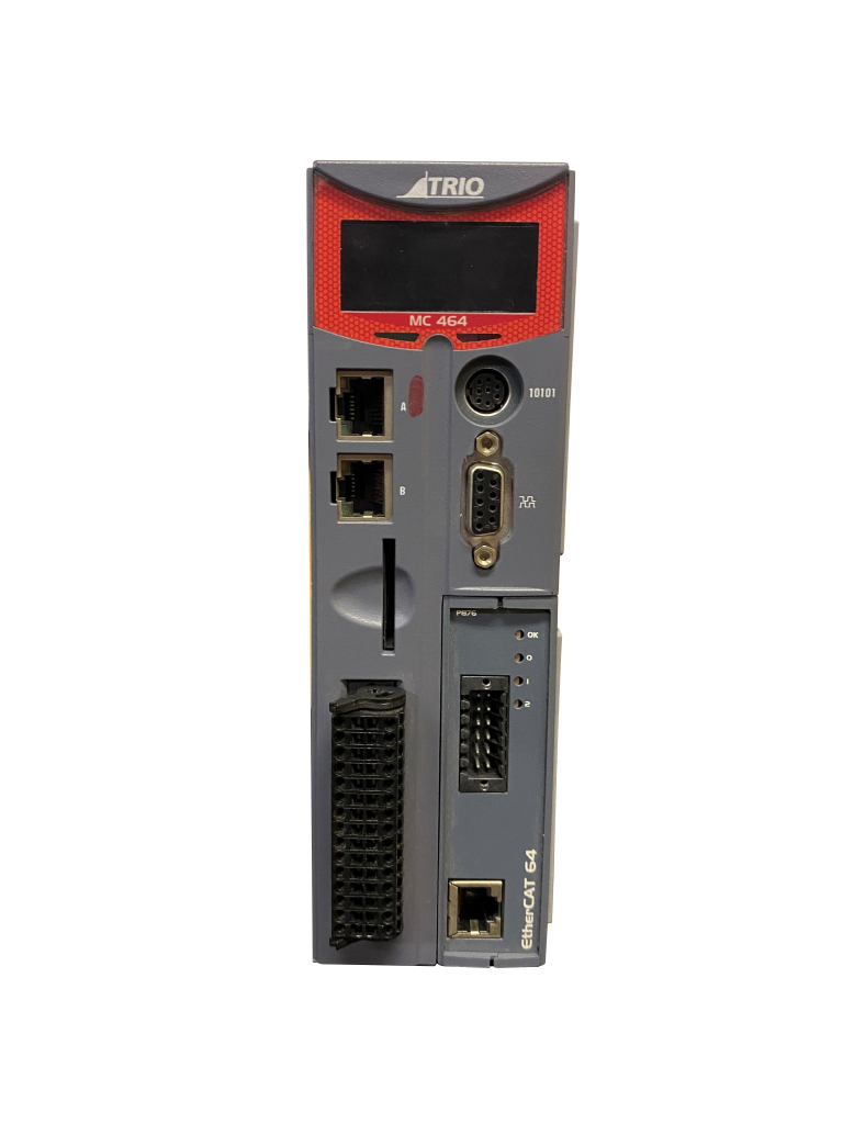The MC464 features a total of 64 axes in software. Any axes not assigned to built-in hardware can be used as a virtual axis. Every axis can be programmed to move using linear, circular or helical or spherical interpolation, electronic cams, linked axes and gearboxes. The power of the controller allows for multiple robotic transformations to run simultaneously.